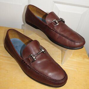 Peter Millar Horse Bit Driving Moc Toe Brown Leather Loafers Men's Size 8